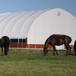 structure fabric tent with horses